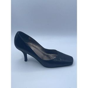 Rangoni Leather Italy Shoes Womens Black Size 6 Pump Heels Snake Classic Slip-On